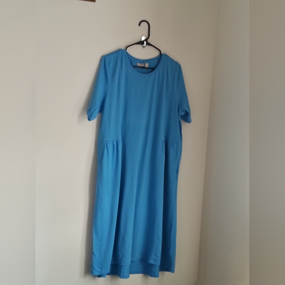 LOGO By Lori Goldstein Dress Women XLP Blue Casual Lagenlook Cottage core Beach